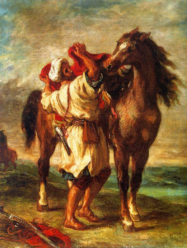 Eugene Delacroix Arab Saddling his Horse France oil painting art